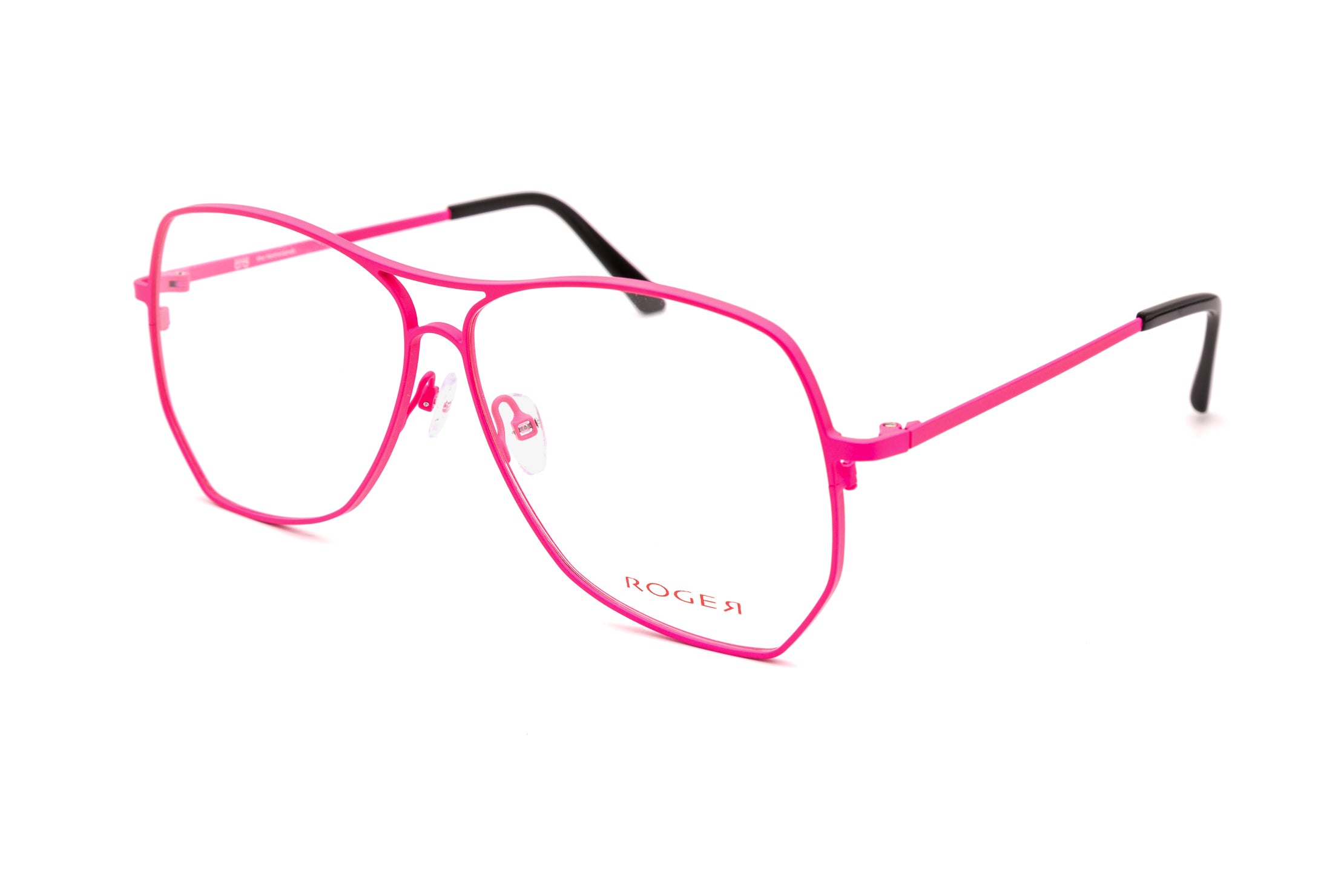 Stylish aviator glasses in vibrant pink, featuring stainless steel construction and modern design.